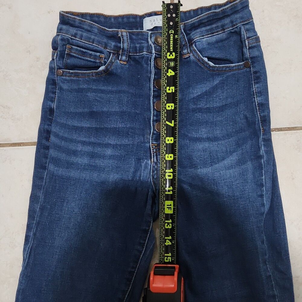 Nature Denim Skinny Jeans Juniors High Rise Stretch Medium Wash Frayed Hem - Picture 6 of 9